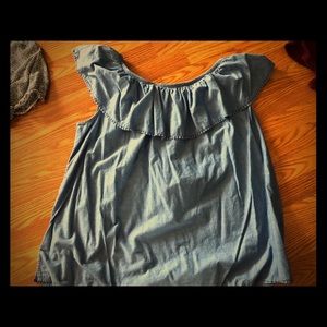 PLUS SIZE Faux Denim Blouse